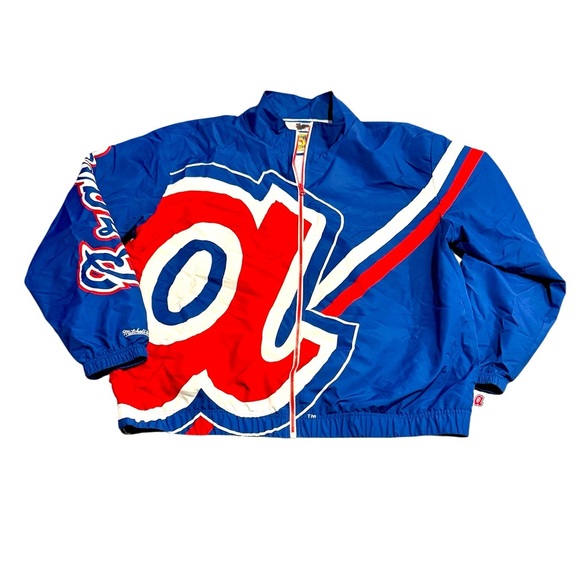 Mitchell & Ness Men’s 3XL Atlanta Braves MLB Windbreaker Jacket – Navy/Red Team - Picture 2 of 10